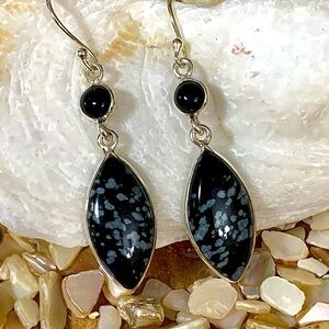 Snowflake Obsidian & Onyx Earrings
